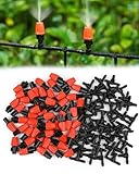 Picture of La Farah 50pcs Garden Irrigation Spray Emitter, Adjustable 360 Degree Flow Micro Spray Nozzle with 1/4" Barbed Tee Fittings,Drip Irrigation Head for Garden Watering System,Drip Irrigation Kit Parts
