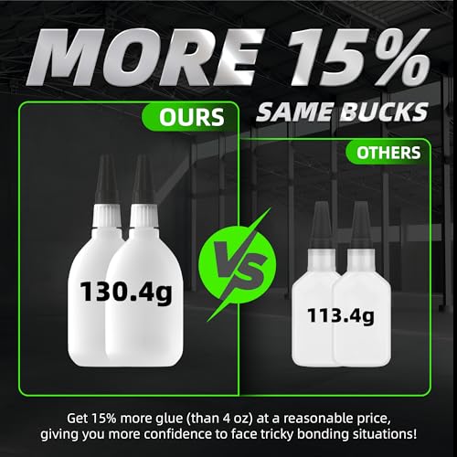 Medium Super CA Glue Kit 4.6 oz, All Purpose Clear Superglue for Ceramic Metal Plastic Wood 3D Printing, Strong Instant Cyanoacrylate Adhesive for DIY Craft Hobby Model Aquarium Leather Glass Rubber - Image 5