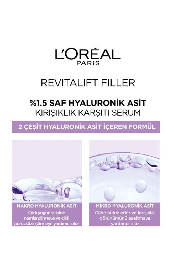 L'Oreal Paris Revitalift Filler %1.5 Saf Hyaluronik Asit İçeren Kırışıklık Karşıtı Serum 30 ml