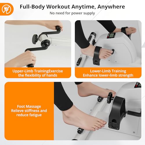 Image of RYGEO Arm Leg Pedal Exerciser Bike Hand Arm Leg and Knee Peddler Adjustable Fitness Equipment for Seniors Cardio Exercise
