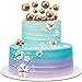 66 Toppers de Pastel de Mini Globo Palos de Tartas de Bolas de Espuma Bolas de Perlas Falsas de Cupcake Topper de Inserción DIY Decoración de Hornear para Navidad Cumpleaños (Oro)