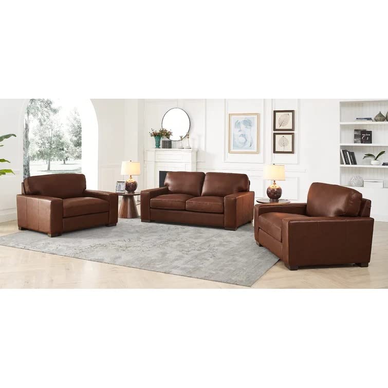 Margot 2+1+1 Seater Faux Leather Sofa Set for Living Room (Brown Color)-image-3