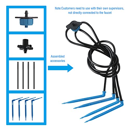 BORUIT Drip Irrigation kit, 1/8” 66ft Tubing Drip Automatic Watering System for Potted Plants, Patio, Flower Bed, Greenhouse, Lawn, Plant Watering System with Micro-Bubblers and Micro-Sprays - Thumbnail 2