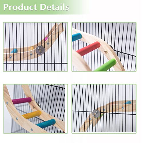 Bird Ladder Perches for Cage, Colorful Parrot Wooden Climbing Bridge Toy, Pet Bird Standing Steps Platform Swing, Parrot Training Playing Chewing Grinding Claws Toys for Cockatiels Parakeets Conures