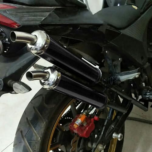 silenziatore tempi-Silenziatore di Scarico Silenziatore 20mm / 0,8 Pollici Uscita in Acciaio Inossidabile Punta di Scarico Silenziatore Bruciato per Moto a 2 Tempi(nero)