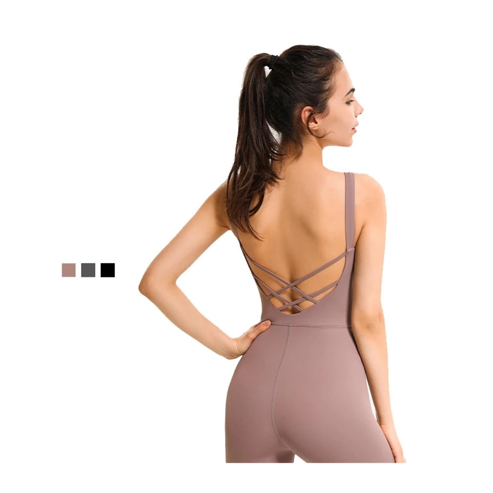 Body de Yoga sin Espalda Traje Deportivo de Verano sin Mangas con Escote en U Profundo y Espalda Hueca for Mujer, for Baile, Fitness, Yoga Atletismo para Yoga
