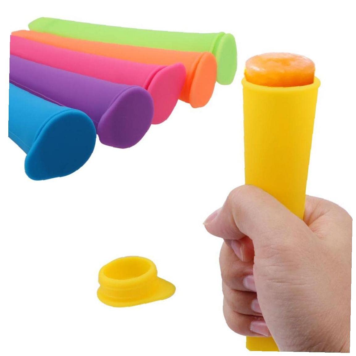 Tossper 6Pcs Silicone Popsicle Mold, Summer Ice Lolly Pop Mould With Lids Popsicle Maker For Kids