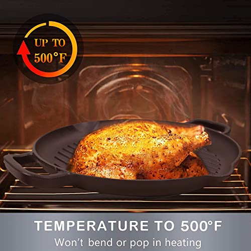 Cookwin Cast Iron Grill Pan 12.6 Inch Pre-Seasoned Cast Iron Griddle Pan Dual Handles Cast Iron Skillets For Bbq Round Cast Iron Pan Griddle Pan For Any Stove Top And All Cooking Tops thumb #4