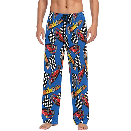 Hippie Vintage Racing Cars Pajama Pants Race Car Flag Lounge Sleepwear PJs Men's Pajama Bottoms Lightweight Sleep Pants S