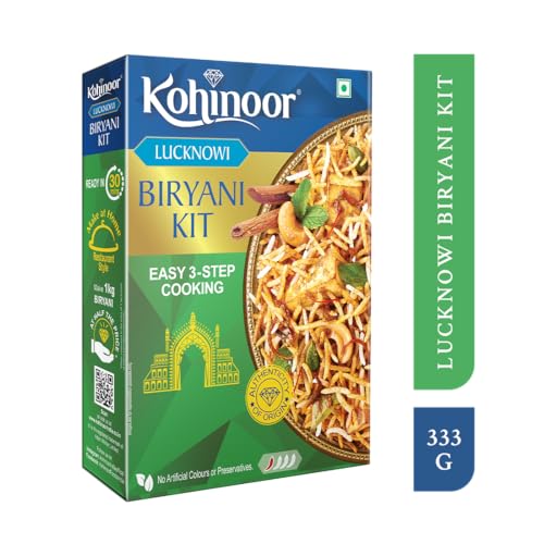 Image of Kohinoor Basmati Biryani Kit Lucknowi, 333 grams | Ready-to-Cook Authentic Biryani | Easy 3-Step Recipe