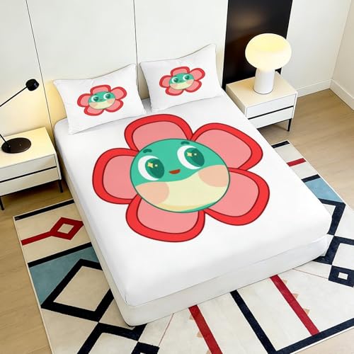 Drap housse 3D fleur cartoon en microfibre 200x200cm pour un lit double impeccable