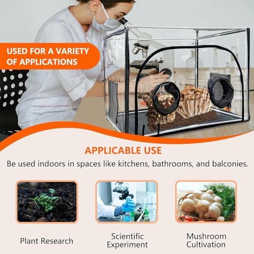 Sacs de culture stériles pour les amateurs de mycologie, kit de culture de champignons avec boîte à air fixe et hotte de fumée, fournitures horticoles pour les spores et la plantation