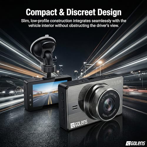 Image of Golens Anytek A10 Dual Dash Cam for Car | 1080P Front & 720P Rear Camera | Night Vision | 150 Wide Angle | WiFi App Control | Motion Detection | Loop Recording | 24H Parking Monitor