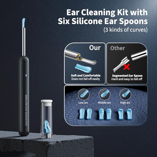 ear wax removal ear cleaner with camera and light fsa - hsa eligible ear wax removal tool camera with 1080p ear cleaning kit with 6 spoons ear camera for ios amp android black
