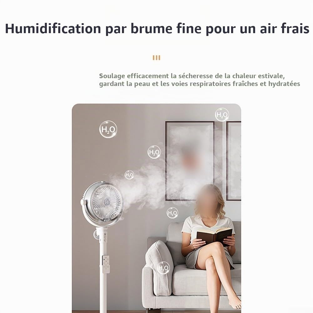 Ventilateur de Brumisation Portable, Ventilateur de Brumisation Extérieur avec Réglage 4 Vitesses, Ventilateurs Oscillants sur Socle avec Kit de Brumisation, Ventilateurs de Refroidissement