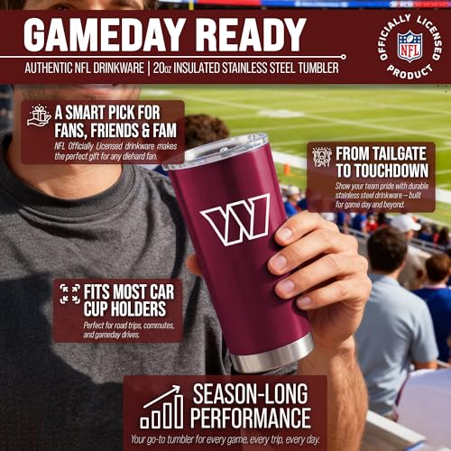 Image of Washington Commanders NFL 20oz Stainless Steel Insulated Tumbler
