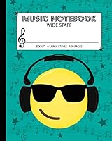 Music Notebook: Wide Staff Manuscript Paper Notebook For Kids - 6 Large Staves Per Page (8"x10" - 50 Sheets/100 Pages) Turquoise Cover 1718975694 Book Cover