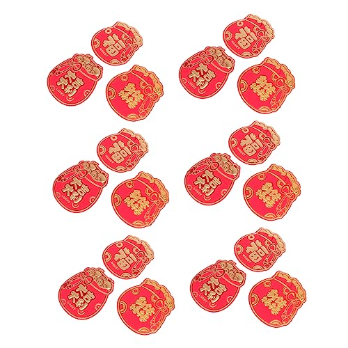 Enveloppes rouges du Nouvel An chinois motif tigre Lurrose - Lot de 3 paquets de 18 pièces