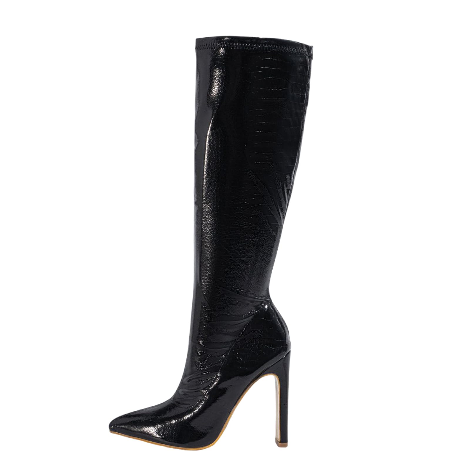 Bottes Hauteur Genou en Cuir Extensible pour Mollets Larges sans Douleur - 8