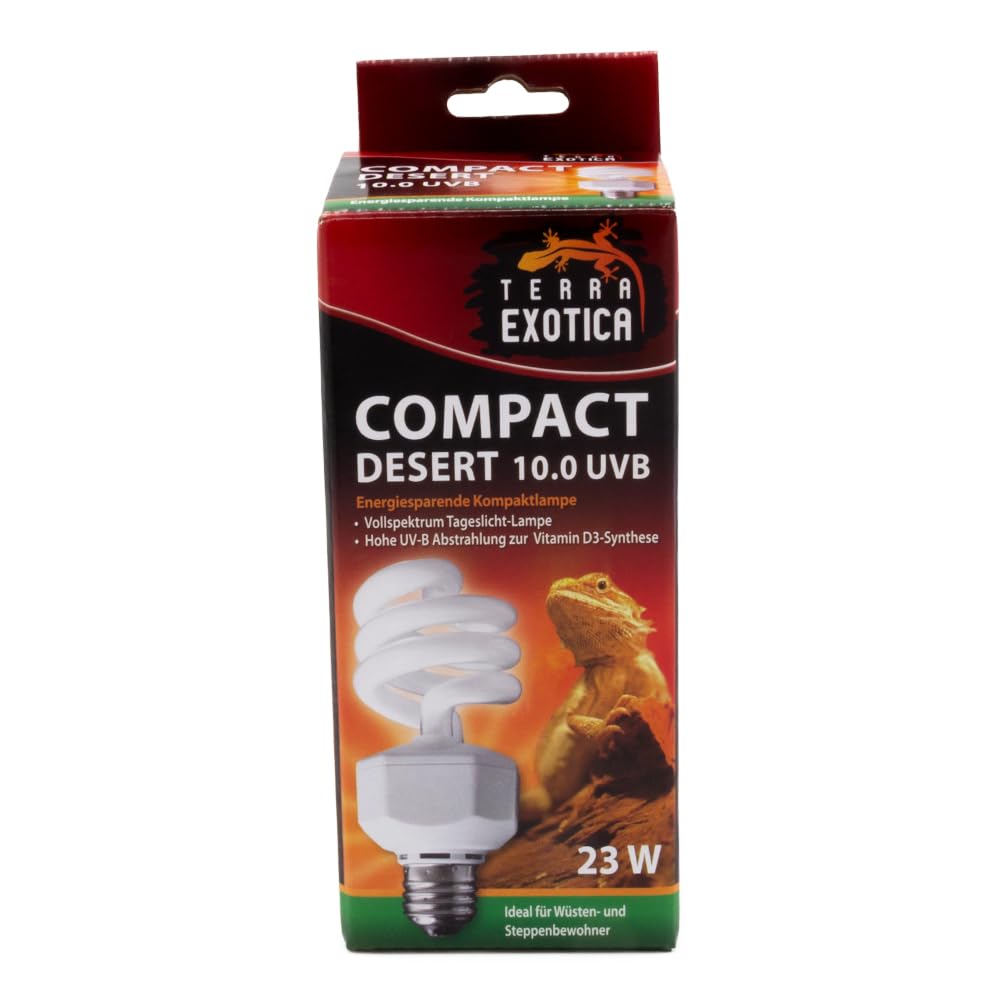 Terra Exotica Compact Desert 10.0 UVB Lampe - Auswahl zwischen 2.0, 5.0, 8.0 und 10.0 UVB Lampen für Ihr Terrarium - Ideal für Reptilien aus Wüsten und Steppen z.B Bartagamen und Nager