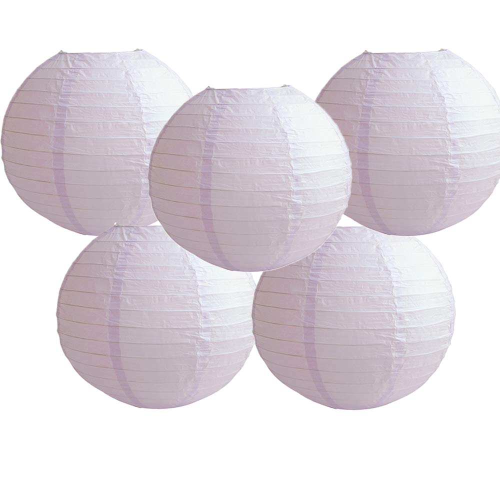 Time to Sparkle 5 Pack Tissue Paper Round Lanterns LampShade Lamp Shade Wedding Birthday Party Decoration | White, 30"(75cm) | — view 16