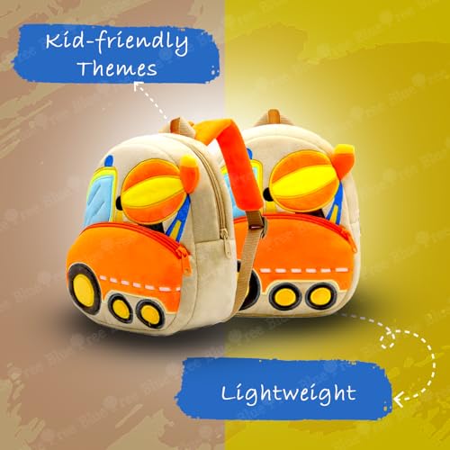 blue tree School Bag for Cute Kids for (1-6 Years), Preschool Soft Plush Car Bag for Toddlers, Mini Travel Full Embroidery Backpack for Boys and Girls - Image 4