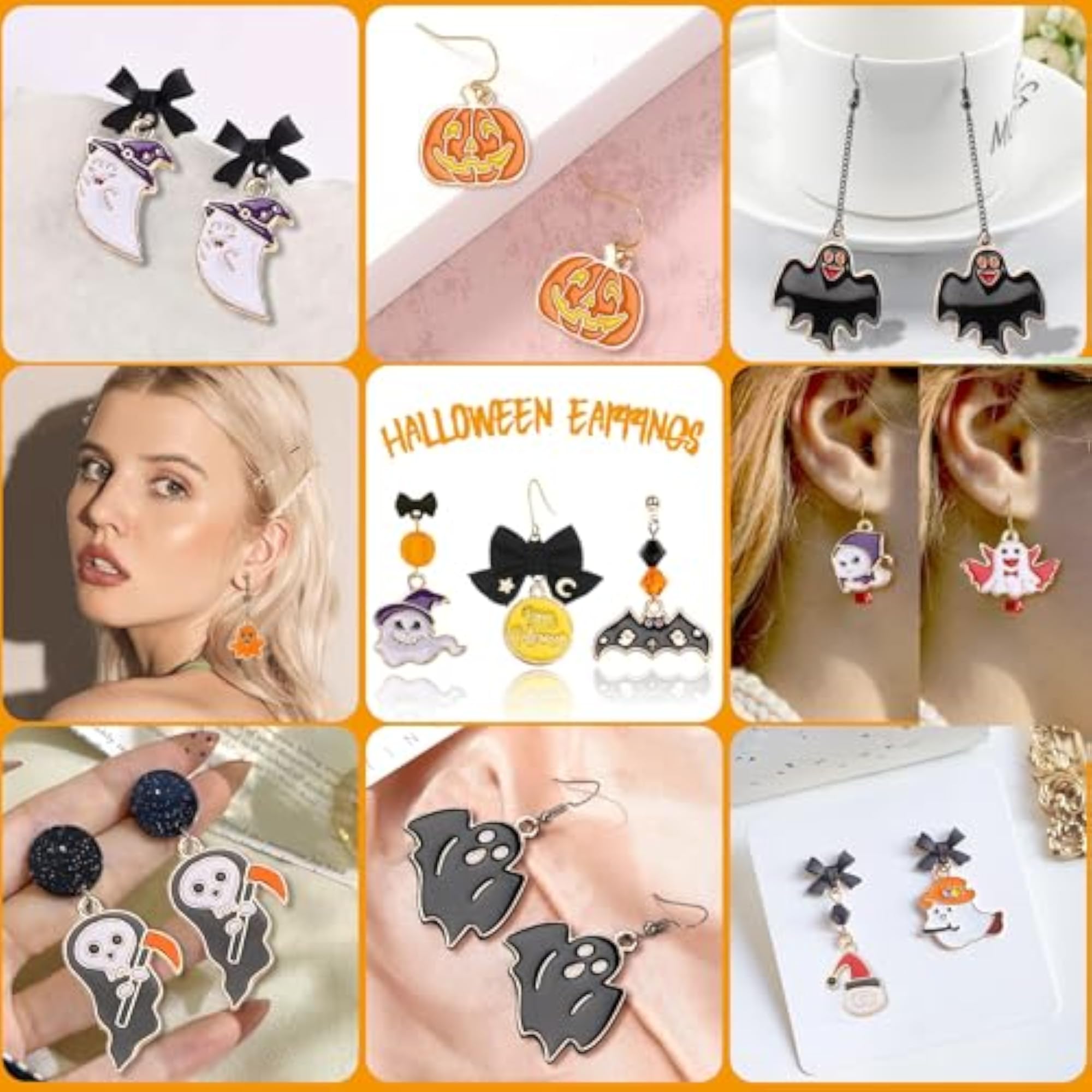 110 Pieces Halloween Charms Gold Enamel for DIY Crafts