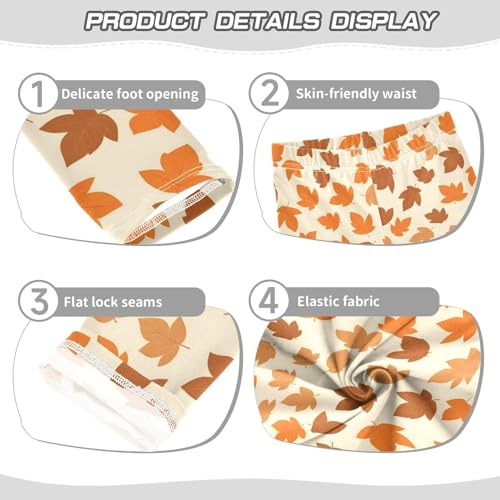 Thanksgiving Fall Maple Leaves Girls Leggings Soft Stretch Workout Yoga Dance Pants for Kids Casual Tights3