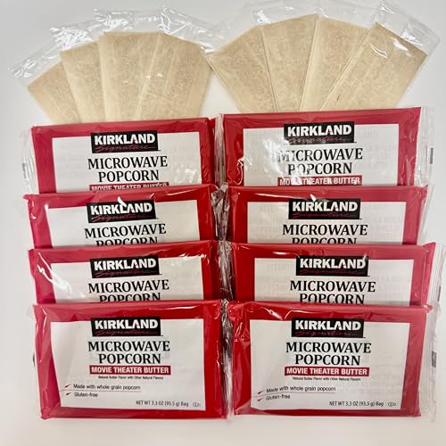 Costco コストコ カークランドシグネチャー 電子レンジ用ポップコーン93.5gと使い捨ておしぼり (各8袋)