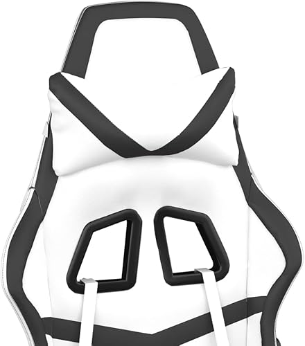 Miniatura 9 de vidaXL Silla de juegos de piel sintética con características ajustables, color blanco y negro, cómoda y elegante, para juegos y oficina