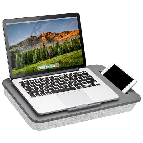 Lapgear Laptoptisch Sidekick mit Geräteleiste und Handyhalterung, passend für Laptops bis 15,6 Zoll, grau, Stil-Nr. 44215