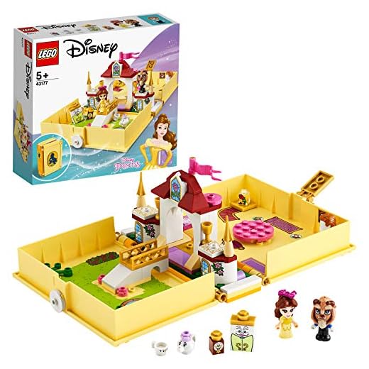 LEGO 43177 Disney Princess Cuentos e Historias: Bella, Juego de Viaje, Juguete de La Bella y La Bestia con Mini Muñeca de Princesa