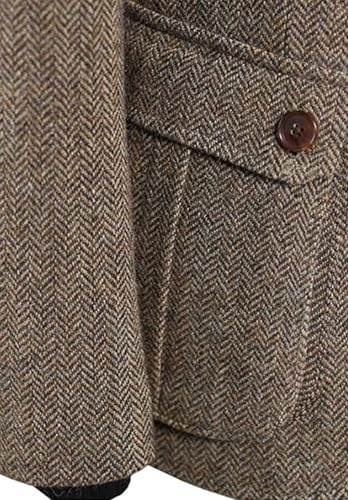 Men's Single Breasted Wool Blend Blazer Vintage Herringbone Casual Sport Jacket2