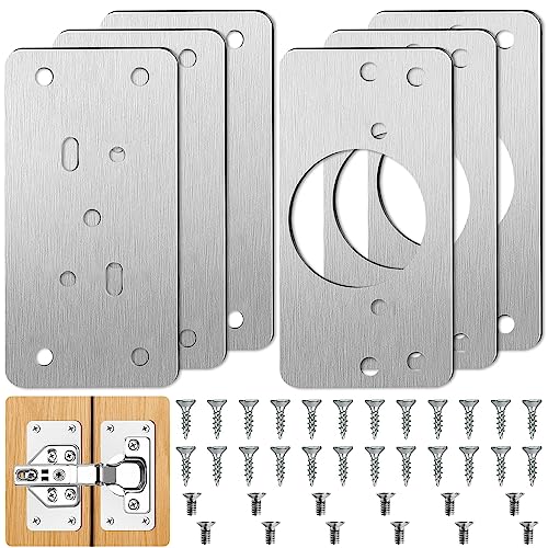 Pack of 6 hinge repair plates, door hinge repair, stainless steel with 36 screws, for cabinet, furniture, drawer, window Pack of 6 hinge repair plates, door hinge repair, stainless steel with 36 screws, for cabinet, furniture, drawer, window