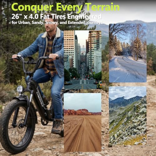 Image of Cybervelo Electric Bike, 2000W Peak Motor Electric Bike for Adults, 26'' x 4.0'' Fat Tire Best Ebike for Men, 48V 25Ah Electric Mountain Bike, 36MPH, 100 Miles Electric Bicycle, 7 Speed, 110NM