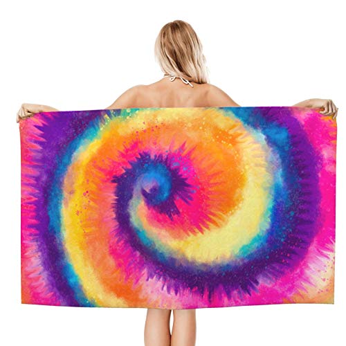 Jasmoder Rainbow Tie Dye Style Microfiber Beach Towels Oversized Soft Beach Blanket Absorbent Quick Dry Bath Towels Pool Towels Travel Beach Towels For Kids Adults #TOP1