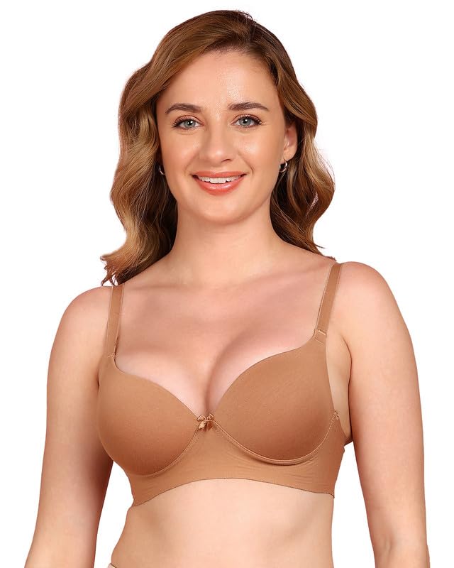 Image of Tweens Cotton Bonded Seamless Maximiser Bra | 3 /4th Coverage | Push-Up Level 1 | Elastic-Free Comfort | Wire-Free | Side Wings with Gripper | Adjustable Straps | Pack of 1 |