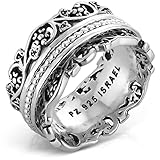 925 Sterling Silver Spinner Ring for Woman by Paz Creations, Fidget Rings Hand Crafted, Anxiety Ring for Women, Vintage Rings for Women with 2 Years Warranty, Made in Israel
