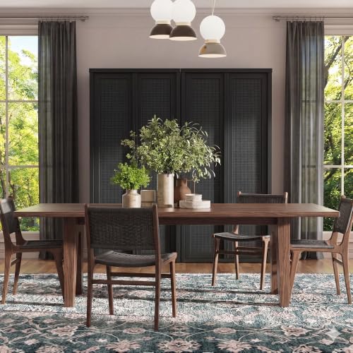 Image of Yechen 67 inch Tall Kitchen Pantry Cabinet, Rattan Storage Cabinet with Solid Wood Integrated Handleand Adjustable Shelves, Cupboard with Doors for Livingroom, Bathroom,Dining Room, Dark Black