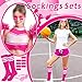 Demonwer 36 Pcs Women Knee High Socks Set 12 Pink Softball Socks 12 Eye Stickers 12 Sunglasses Sport Accessories for Youth Women Adult Sports Party Supplies