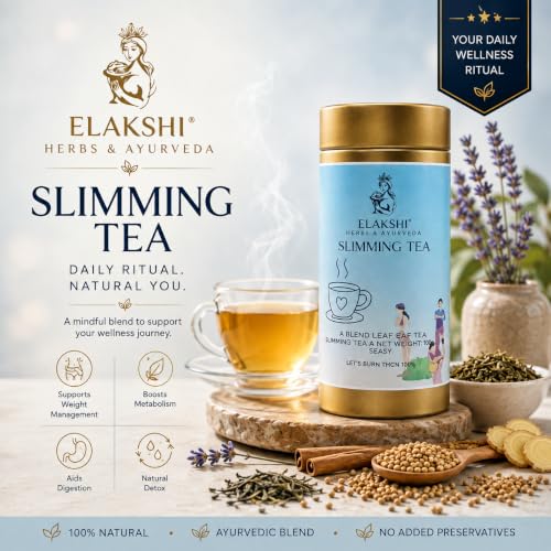 Image of Slimming Tea for Weight Loss - Herbal Green Tea for Metabolism & Detox, Fat Burn Support, Ayurvedic Blend with Turmeric, Ginger & Lemongrass, Biodegradable Cotton Tea Bags (Pack of 2)