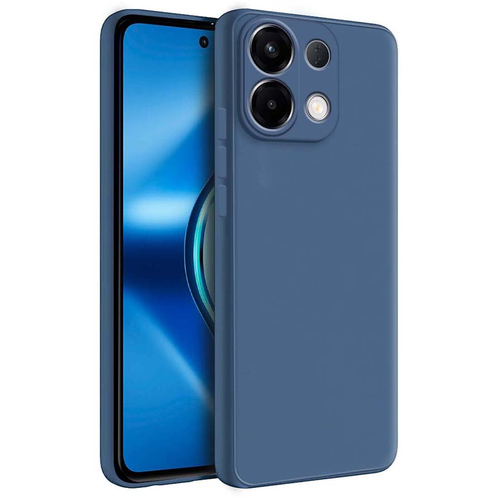Image of Fashionury Liquid Silicon Back Cover for Oppo K13 5G | Inner Velvet Fabric | Camera Protection | Anti-Fingerprint | Ultra Slim Case (Blue)
