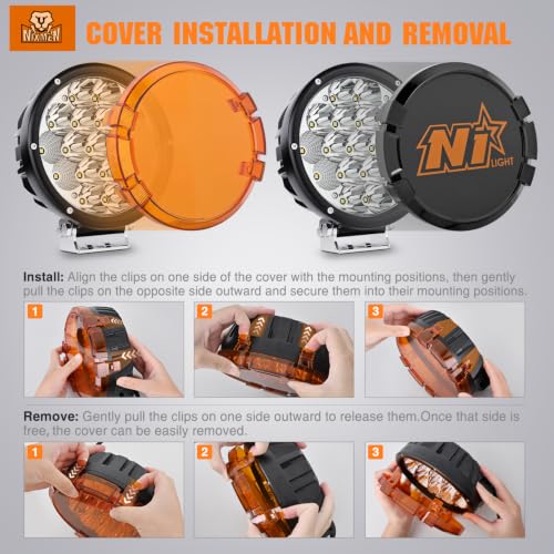 Image of Nilight 2 PCS 7 Inch Round 85 W LED Driving Light with Amber Black Covers