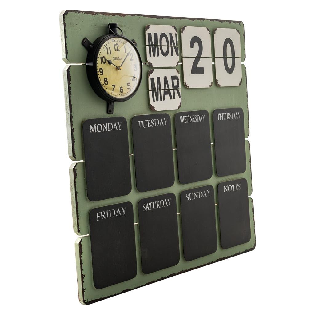WANDERLUST DECO Tabla Calendario Verde 70x70x7