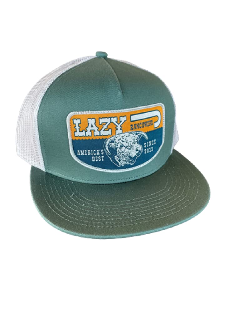 GenericLazyJ Baseball Cap Baseball Hat Lazy J Ranch Wear Green & Stone 4" America's Best Patch Cap, Green, 4-5