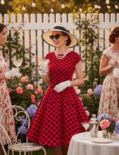 Image of Dressystar Women's Vintage 1950s A Line Cap Sleeve Cocktail Party Dress