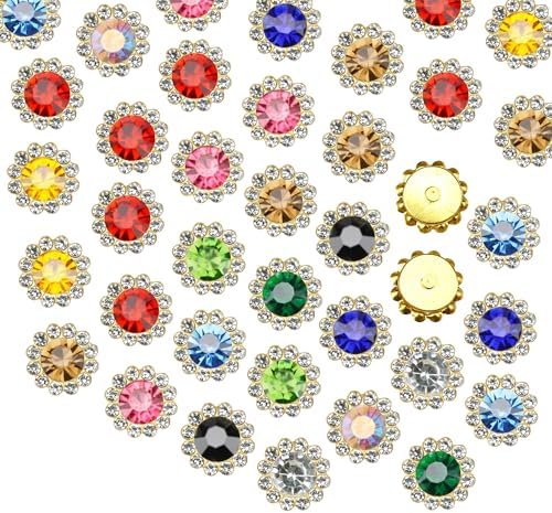 Amazon.com: 100 Pcs 12MM Sew on Rhinestones Crystals Glass Metal Base ...
