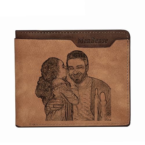 Personalized Gifts for Men - Personalized Customized Wallets for Dads and Sons with Engraved Names, Initials, Photo, Grandpa Christmas Leather Wallet, Boyfriend Birthday Wallet (Style 5)