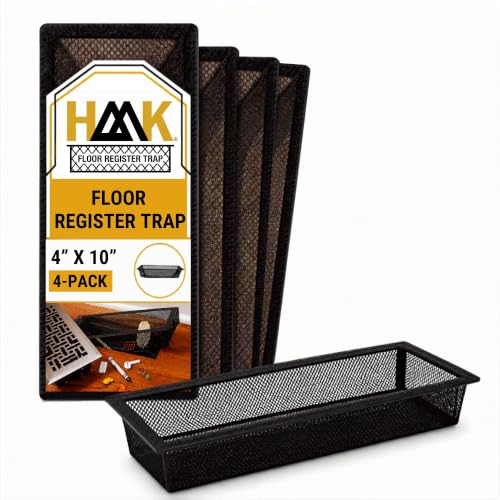HAAK - Floor Vent Cover Trap Durable Screen That Attaches Easily to Vent Covers for Home Floor 4-Pack Air Vent Filters for Trapping Debris Easy to Install and Remove 4 x 10 inches Each