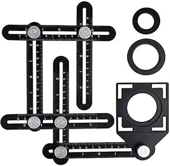 GYANSHOPPE Multi Angle Tool, Six-Sided Universal Ruler, Tile Holes Measure Ruler Aluminum Alloy Full Metal Drill Guide Locator, Upgraded for Craftsmen,Father's Day Gift